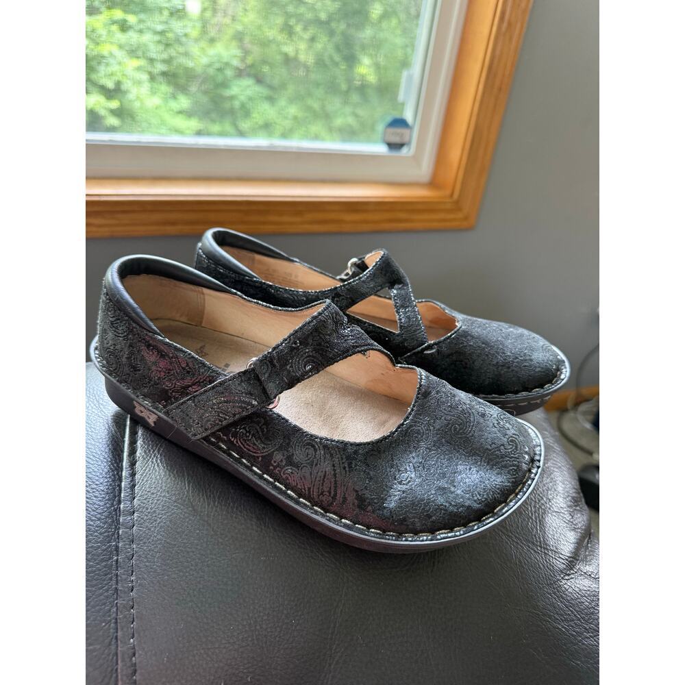 Alegria mary Jane black leather paisley comfort shoes 37 7.5
